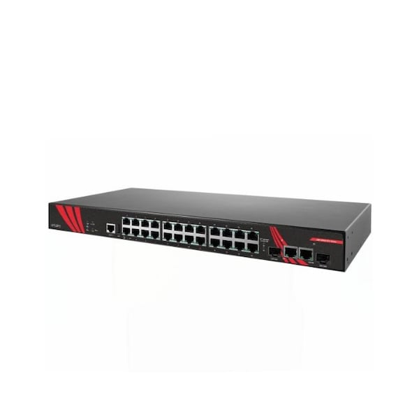Antaira 26-Port Industrial PoE+ Gigabit Managed Ethernet Switch, w/24-10/100/1000Tx RJ45 (30W/Port) LMP-2602G-SFP - main